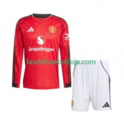 Camisola 1º Equipamento Manchester United 2025-2026 Manga Comprida ,Criança