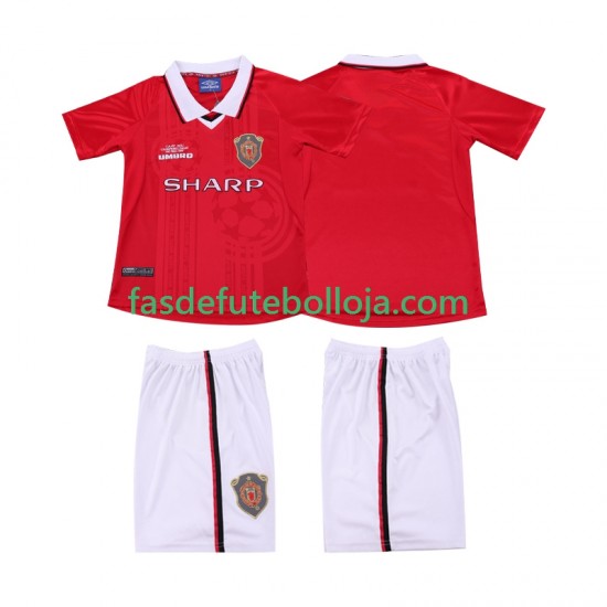 Camisola 1º Equipamento Manchester United 2000 1999 Manga Curta Retro ,Criança