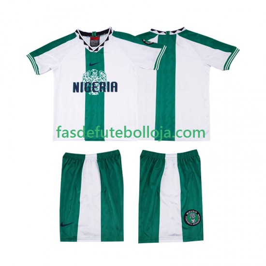 Camisola 2º Equipamento Seleção Nigeriana 1996 Manga Curta Retro ,Criança