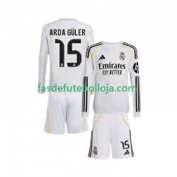 Camisola 1º Equipamento Real Madrid Arda Guler 15 2025-2026 Manga Comprida ,Criança