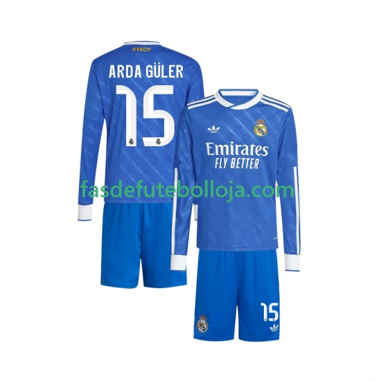 Camisola 3º Equipamento Real Madrid Arda Guler 15 2025-2026 Manga Comprida ,Criança