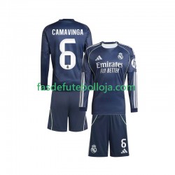 Camisola 2º Equipamento Real Madrid Camavinga 6 2025-2026 Manga Comprida ,Criança