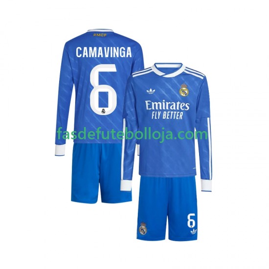 Camisola 3º Equipamento Real Madrid Camavinga 6 2025-2026 Manga Comprida ,Criança