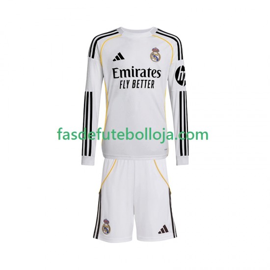 Camisola 1º Equipamento Real Madrid 2025-2026 Manga Comprida ,Criança
