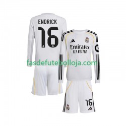 Camisola 1º Equipamento Real Madrid Endrick 16 2025-2026 Manga Comprida ,Criança
