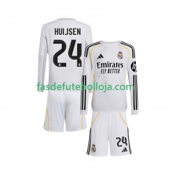 Camisola 1º Equipamento Real Madrid Huijsen 24 2025-2026 Manga Comprida ,Criança