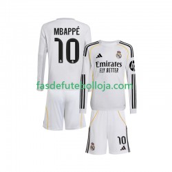 Camisola 1º Equipamento Real Madrid Mbappé Kylian 10 2025-2026 Manga Comprida ,Criança