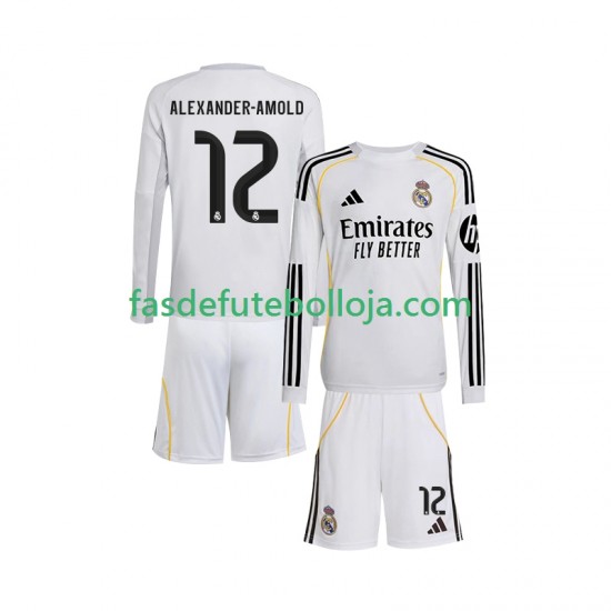 Camisola 1º Equipamento Real Madrid Trent Alexander-Arnold 12 2025-2026 Manga Comprida ,Criança