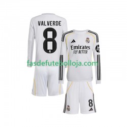 Camisola 1º Equipamento Real Madrid Valverde 8 2025-2026 Manga Comprida ,Criança