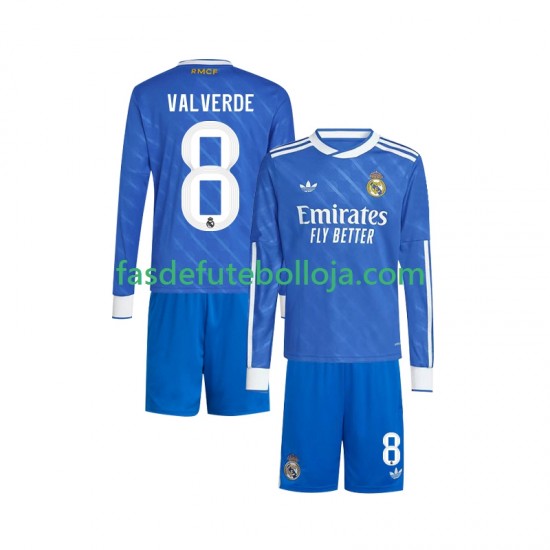 Camisola 3º Equipamento Real Madrid Valverde 8 2025-2026 Manga Comprida ,Criança