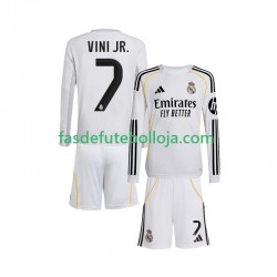 Camisola 1º Equipamento Real Madrid Vinicius Junior 7 2025-2026 Manga Comprida ,Criança