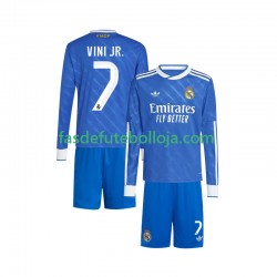 Camisola 3º Equipamento Real Madrid Vinicius Junior 7 2025-2026 Manga Comprida ,Criança