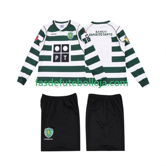 Camisola 1º Equipamento Sporting CP 2001 2003 Manga Comprida Retro ,Criança