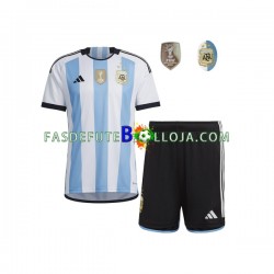 Camisola 1º Equipamento Seleção Argentina 3 Stars World Cup 2022 Manga Curta ,Criança