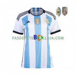 Camisola 1º Equipamento Seleção Argentina 3 Stars World Cup 2022 Manga Curta ,Feminina