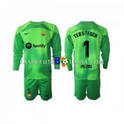 Camisola Guarda-redes 1º Equipamento FC Barcelona Ter Stegen 1 2022-2023 Manga Comprida ,Criança