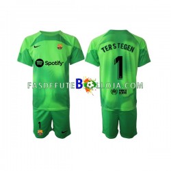 Camisola Guarda-redes 1º Equipamento FC Barcelona Ter Stegen 1 2022-2023 Manga Curta ,Criança