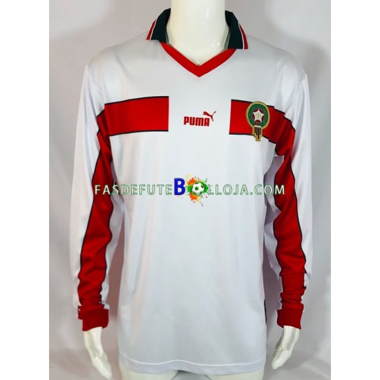 Camisola 2º Equipamento Seleção Marroquina 1998 Manga Comprida Retro ,Homem Camisola 2º Equipamento Seleção Marroquina 1998 Manga Comprida Retro ,Homem
