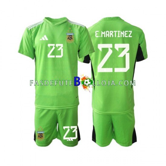 Camisola Guarda-redes 1º Equipamento Seleção Argentina Emiliano Martinez 23 World Cup 2022 Manga Curta ,Criança