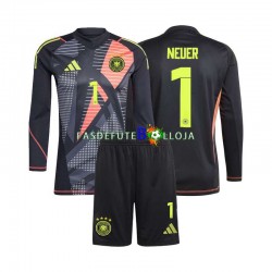 Camisola Guarda-redes 1º Equipamento Seleção Alemã Manuel Neuer 1 Euro 2024 Manga Comprida ,Criança