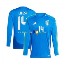 Camisola 1º Equipamento Seleção Italiana Chiesa 14 Euro 2024 Manga Comprida ,Homem