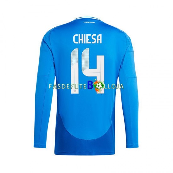 Camisola 1º Equipamento Seleção Italiana Chiesa 14 Euro 2024 Manga Comprida ,Homem