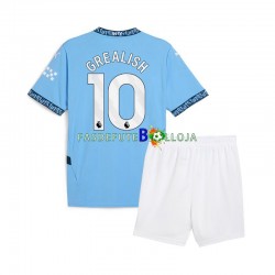 Camisola 1º Equipamento Manchester City Jack Grealish 10 2024-2025 Manga Curta ,Criança