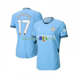 Camisola 1º Equipamento Manchester City Kevin De Bruyne 17 2024-2025 Manga Curta ,Homem