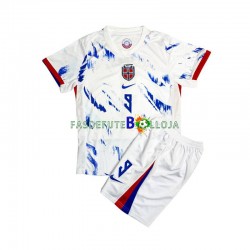 Camisola 2º Equipamento Seleção Norueguesa Erling Haaland 9 2024 Manga Curta ,Criança