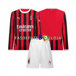 Camisola 1º Equipamento AC Milan 2024-2025 Manga Comprida ,Criança