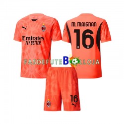 Camisola Guarda-redes 4º Equipamento AC Milan Mike Maignan 16 2024-2025 Manga Curta ,Criança