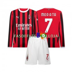 Camisola 1º Equipamento AC Milan Morata 7 2024-2025 Manga Comprida ,Criança