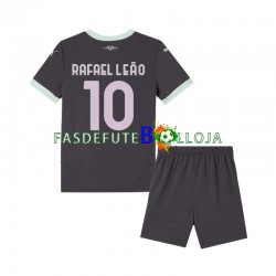 Camisola 3º Equipamento AC Milan Rafael Leao 10 2024-2025 Manga Curta ,Criança