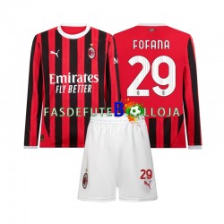 Camisola 1º Equipamento AC Milan Youssouf Fofana 29 2024-2025 Manga Comprida ,Criança