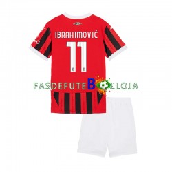 Camisola 1º Equipamento AC Milan ibrahimovic 11 2024-2025 Manga Curta ,Criança