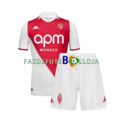 Camisola 1º Equipamento AS Monaco 2024-2025 Manga Curta ,Criança