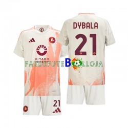 Camisola 2º Equipamento AS Roma Paulo Dybala 21 2024-2025 Manga Curta ,Criança