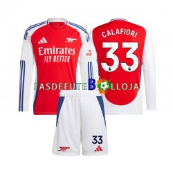 Camisola 1º Equipamento Arsenal Riccardo Calafiori 33 2024-2025 Manga Comprida ,Criança