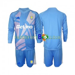 Camisola Guarda-redes 3º Equipamento Aston Villa Azul 2024-2025 Manga Comprida ,Criança