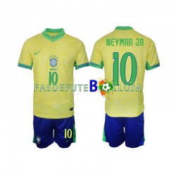 Camisola 1º Equipamento Seleção Brasileira Neymar JR 10 2024 Manga Curta ,Criança