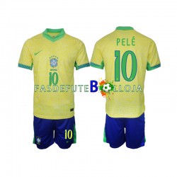 Camisola 1º Equipamento Seleção Brasileira PELE 10 2024 Manga Curta ,Criança