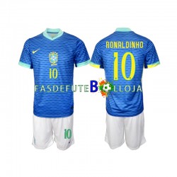 Camisola 2º Equipamento Seleção Brasileira Ronaldinho 10 2024 Manga Curta ,Criança