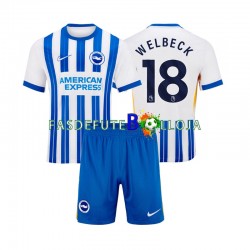 Camisola 1º Equipamento Brighton Hove Albion WELBECK 18 2024-2025 Manga Curta ,Criança