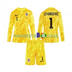 Camisola Guarda-redes 1º Equipamento Seleção Croata DOMINIK LIVAKOVIC 1 Euro 2024 Manga Comprida ,Criança