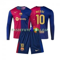 Camisola 1º Equipamento FC Barcelona Lionel Messi 10 2024-2025 Manga Comprida ,Criança