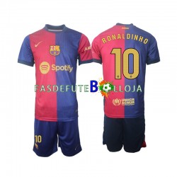 Camisola 1º Equipamento FC Barcelona Ronaldinho 10 2024-2025 Manga Comprida ,Criança