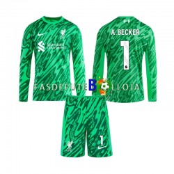 Camisola Guarda-redes 2º Equipamento Liverpool Alisson Becker 1 2024-2025 Manga Comprida ,Criança