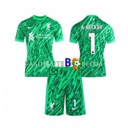 Camisola Guarda-redes 2º Equipamento Liverpool Alisson Becker 1 2024-2025 Manga Curta ,Criança
