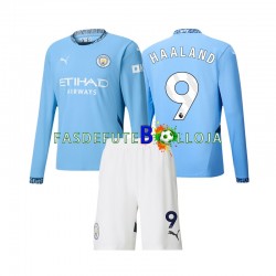 Camisola 1º Equipamento Manchester City Erling Haaland 9 2024-2025 Manga Comprida ,Criança