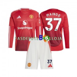 Camisola 1º Equipamento Manchester United Kobbie Mainoo 37 2024-2025 Manga Comprida ,Criança